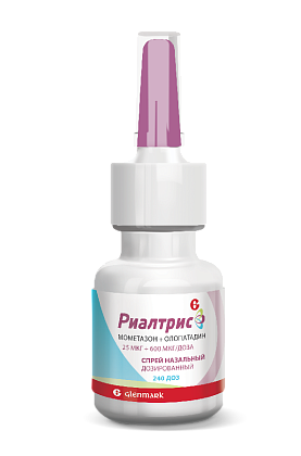 Купить Риалтрис 25 мкг + 600 мкг/доза 15 мл 240 доз спрей назальный дозированный