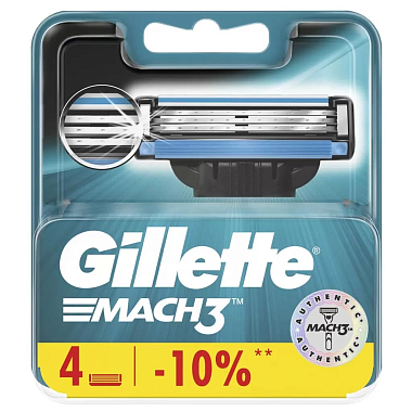 Купить Gillette Mach 3 4 шт кассеты сменные