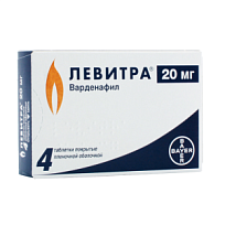 Купить: Левитра 20 мг 4 шт таблетки покрытые пленочной оболочкой