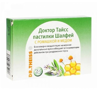 Купить Доктор Тайсс 24 шт пастилки шалфей ромашка и мед