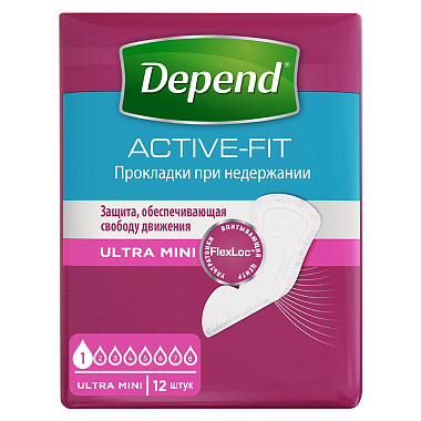 Купить Depend Activ Fit Ultra Mini 12 шт прокладки урологические для женщин