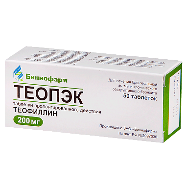 Купить Теопэк 200 мг 50 шт таблетки с пролонгированным высвобождением