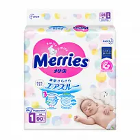 Купить: Merries 90 шт подгузники для новорожденных размер XS (до 5 кг)