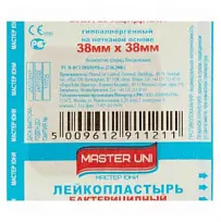 Купить: Master Uni 3,8 см x 3,8 см 1 шт пластырь бактерицидный на нетканной основе