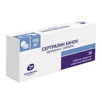 Купить: Сертралин Канон 100 мг 30 шт таблетки покрытые пленочной оболочкой