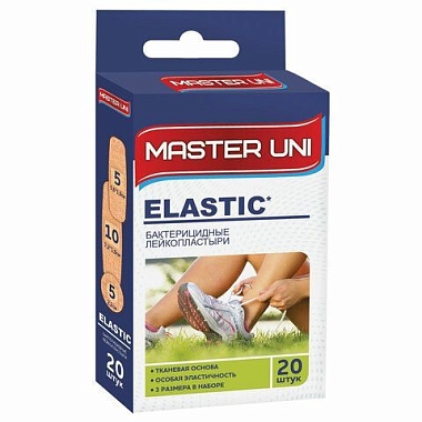 Купить Master Uni Elastic 20 шт пластырь тканевая основа