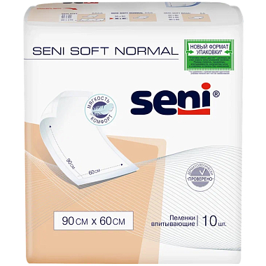 Купить Seni Soft Normal 10 шт пеленки 60 см х 90 см 3 капли