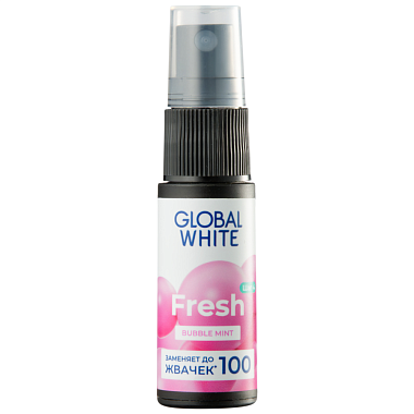 Купить Global White 15 мл спрей для полости рта освежающий мятная жвачка