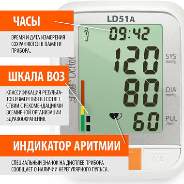 Купить Little Doctor LD-51A тонометр автоматический на плечо с адаптером и манжетой 25-36 см