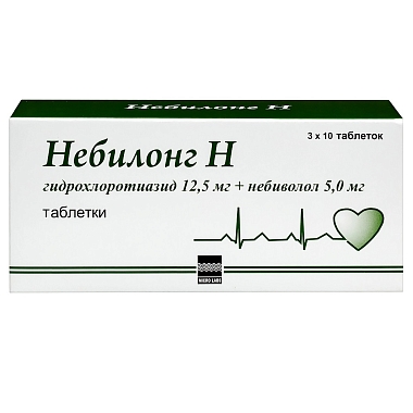 Купить Небилонг Н 12,5 мг + 5 мг 30 шт таблетки