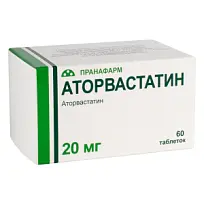 Купить: Аторвастатин 20 мг 60 шт таблетки покрытые пленочной оболочкой