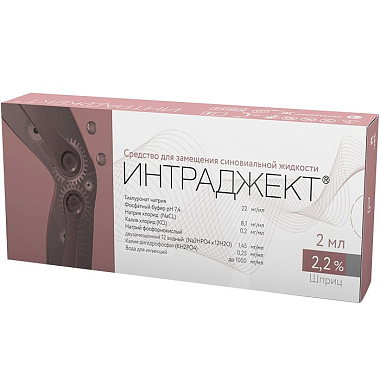 Купить Интраджект 2,2% 2 мл 1 шт для внутрисуставного введения шприц