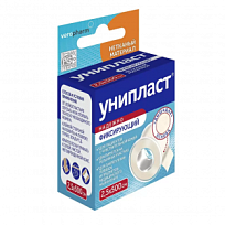 Купить: Унипласт пластырь 1 шт 2,5 см × 500 см на нетканой основе катушка