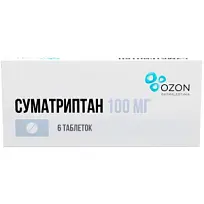 Купить: Суматриптан 100 мг 6 шт таблетки покрытые пленочной оболочкой