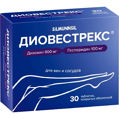 Купить Диовестрекс (Диосмин + Гесперидин) 900 мг + 100 мг 30 шт таблетки
