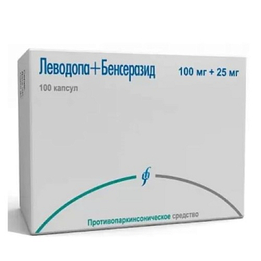Купить Леводопа+Бенсеразид 100 мг + 25 мг 100 шт капсулы