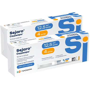 Купить Набор 2 уп. Седжаро 12,5 мг/доз 2,4 мл 1 шприц-ручка + 4 иглы