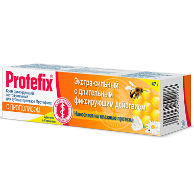 Купить Protefix 47 г крем фиксирующий для зубных протезов экстра-сильный с прополисом