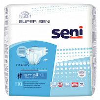 Купить: Seni Super подгузники 10 шт размер S 6 капель