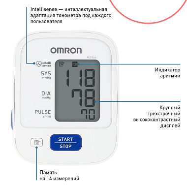 Купить Omron M2 Eco ARU тонометр автоматический с адаптером со средней манжетой 22-32 см