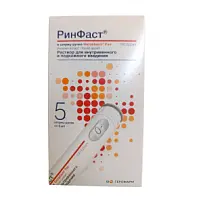 Купить: Ринфаст 100 ЕД/мл 3 мл 5 шт картриджи в шприц-ручке Geropharm Pen раствор для внутривенного и подкожного введения