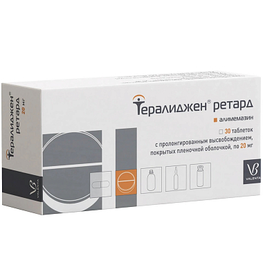 Купить Тералиджен Ретард 20 мг 30 шт таблетки с пролонгированным высвобождением покрытые пленочной оболочкой