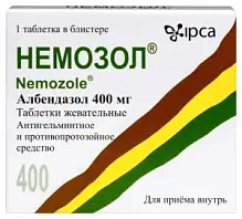 Купить: Немозол 400 мг 1 шт таблетки жевательные