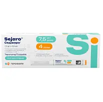 Купить: Седжаро 7,5 мг/доз 2,4 мл 1 шт раствор для подкожного введения шприц-ручка + иглы одноразовые 4 шт