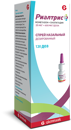 Купить Риалтрис 25 мкг + 600 мкг/доза 15 мл 120 доз спрей назальный дозированный