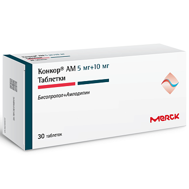 Купить Конкор АМ 5 мг + 10 мг 30 шт таблетки