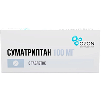 Купить: Суматриптан 100 мг 6 шт таблетки покрытые пленочной оболочкой