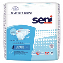 Купить: Seni Super подгузники 10 шт размер L 6 капель