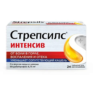 Купить Стрепсилс Интенсив 24 шт таблетки для рассасывания мед-лимон