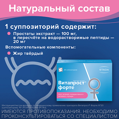 Купить Витапрост Форте 20 мг 20 шт суппозитории ректальные