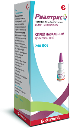 Купить Риалтрис 25 мкг + 600 мкг/доза 15 мл 240 доз спрей назальный дозированный