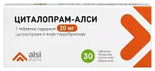 Купить: Циталопрам-Алси 20 мг 30 шт таблетки покрытые пленочной оболочкой