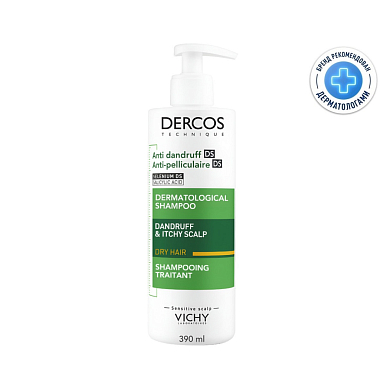Купить Vichy Dercos 390 мл шампунь-уход интенсивный  против перхоти зуда и себореи для сухих волос с селеном и салициловой кислотой