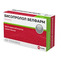 Купить: Бисопролол Велфарм 5 мг 90 шт таблетки покрытые пленочной оболочкой