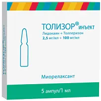 Купить: Толизор инъект 2,5 мг/мл + 100 мг/мл 1 мл 5 шт раствор для внутривенного и внутримышечного введения