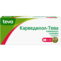 Купить: Карведилол-Тева 6,25 мг 30 шт таблетки