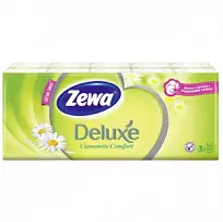 Купить: Zewa Deluxe 10 х 10 шт платочки носовые бумажные ромашка