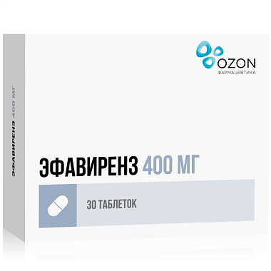Купить Эфавиренз 400 мг 30 шт таблетки покрытые оболочкой