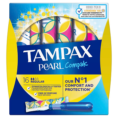 Купить Tampax Compak Pearl Regular 16 шт тампоны с аппликатором