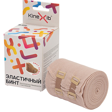Купить Kinexib 7,5 см х 3 м бинт эластичный бежевый с застежкой