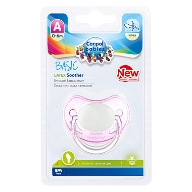 Купить Canpol babies basic 1 шт соска-пустышка латексная анатомическая 0-6 мес цвет розовый