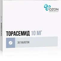 Купить: Торасемид 10 мг 30 шт таблетки