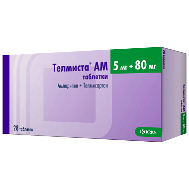 Купить Телмиста АМ 5 мг + 80 мг 28 шт таблетки