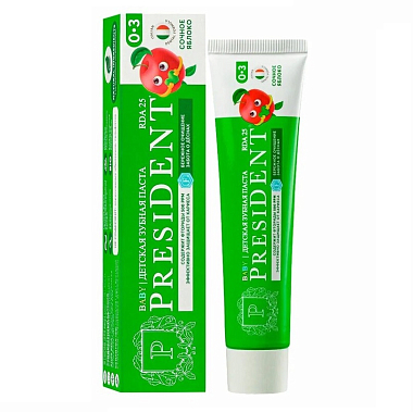 Купить PresiDent Baby 30 мл зубная паста детская 0-3 лет сочное яблоко со фтором