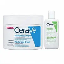 Купить: CeraVe набор крем увлажняющ 340мл + очищающ крем-гель д/сух кожи 20мл