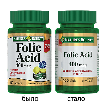 Купить Nature's Bounty Фолиевая кислота 400 мкг 100 шт таблетки